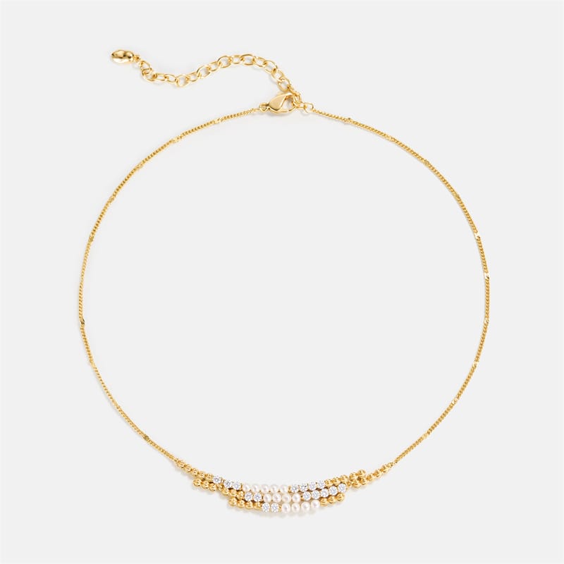L’Essence Layered Pearl & Crystal Necklace AmberLollipop