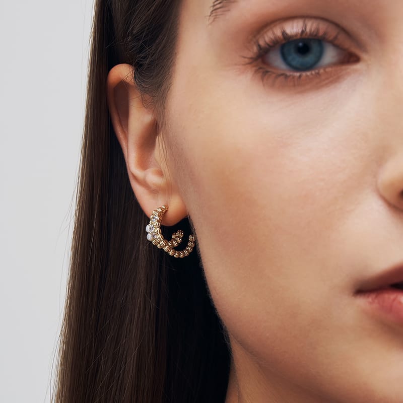 L’Essence Layered Pearl Hoop Earrings AmberLollipop