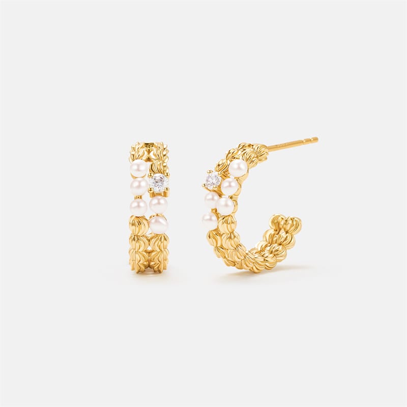 L’Essence Pearl & Crystal Hoop Earrings AmberLollipop