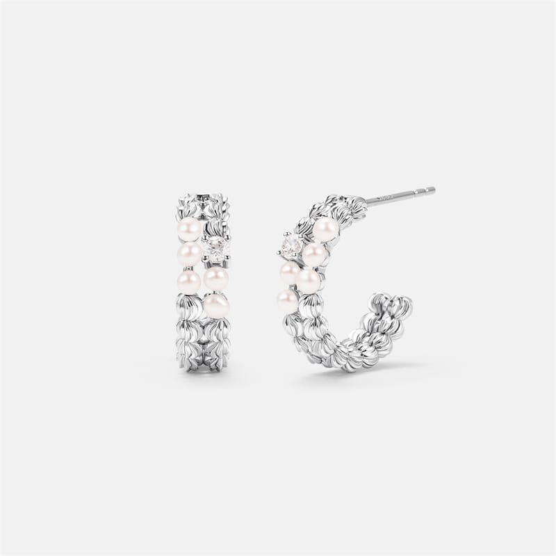 L’Essence Pearl & Crystal Hoop Earrings AmberLollipop