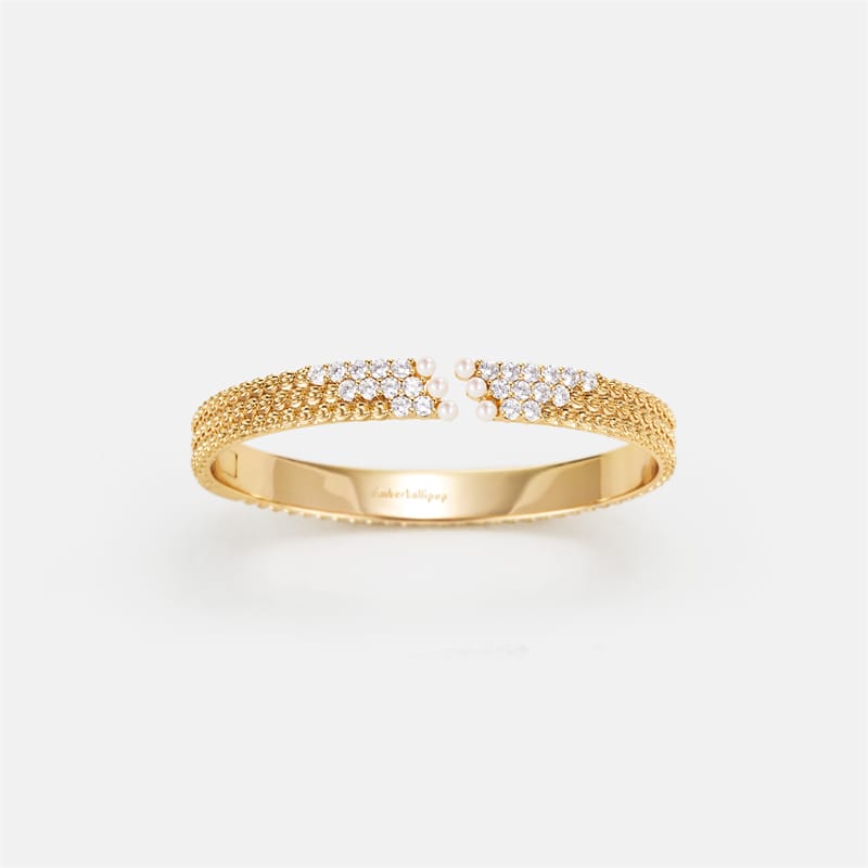 L’Essence Textured Pearl Cuff Bracelet AmberLollipop