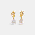Lava Baroque Button Pearl Earrings AmberLollipop