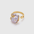 Lavender Baroque Pearl Bee Open Ring AmberLollipop