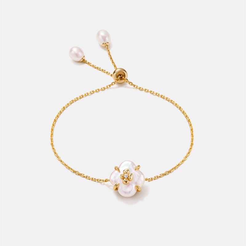 Lucky Clover Pearl Chain Bracelet AmberLollipop