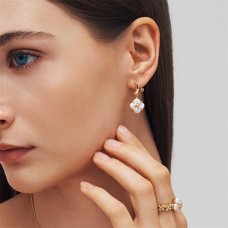 Lucky Clover Pearl Drop Earrings AmberLollipop