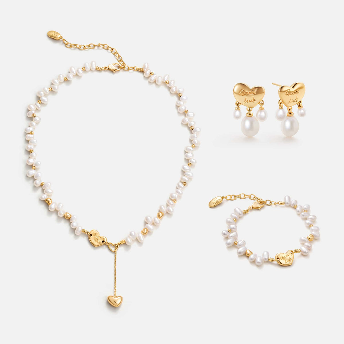 Lucky Heart Pearl Jewelry Set AmberLollipop