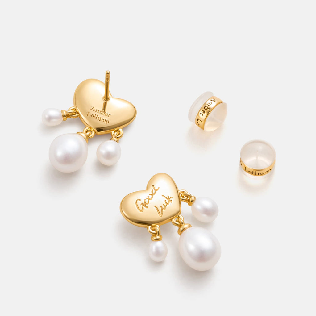 Lucky Heart Pearl Jewelry Set AmberLollipop