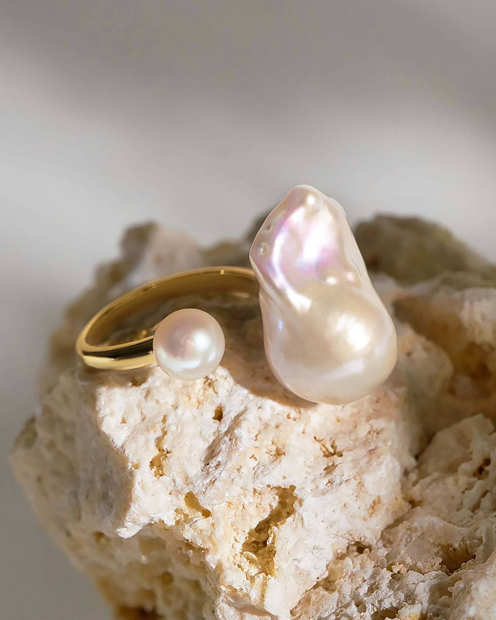 Micro Dew Pearl Ring - Amber lollipop