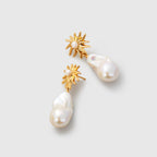 Midsummer Sun Baroque Pearl Drop Earrings Gold - Amber Lollipop