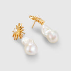 Midsummer Sun Baroque Pearl Drop Earrings Gold - Amber Lollipop