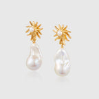 Midsummer Sun Baroque Pearl Drop Earrings Gold - Amber Lollipop