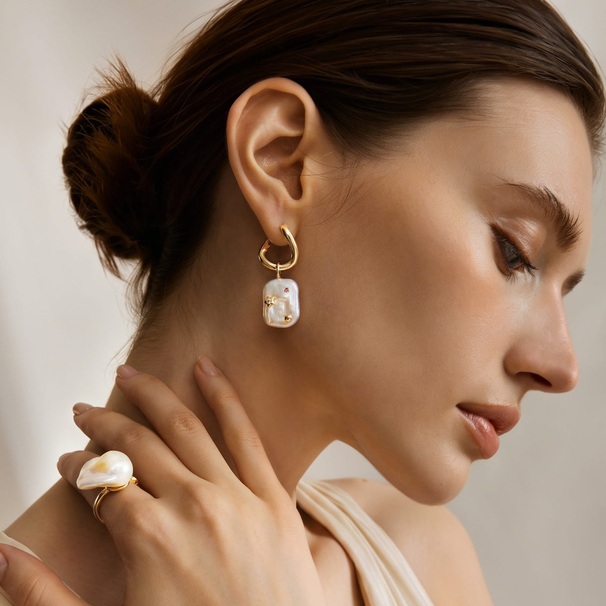 Moon Night Stars Baroque Pearl Earrings AmberLollipop