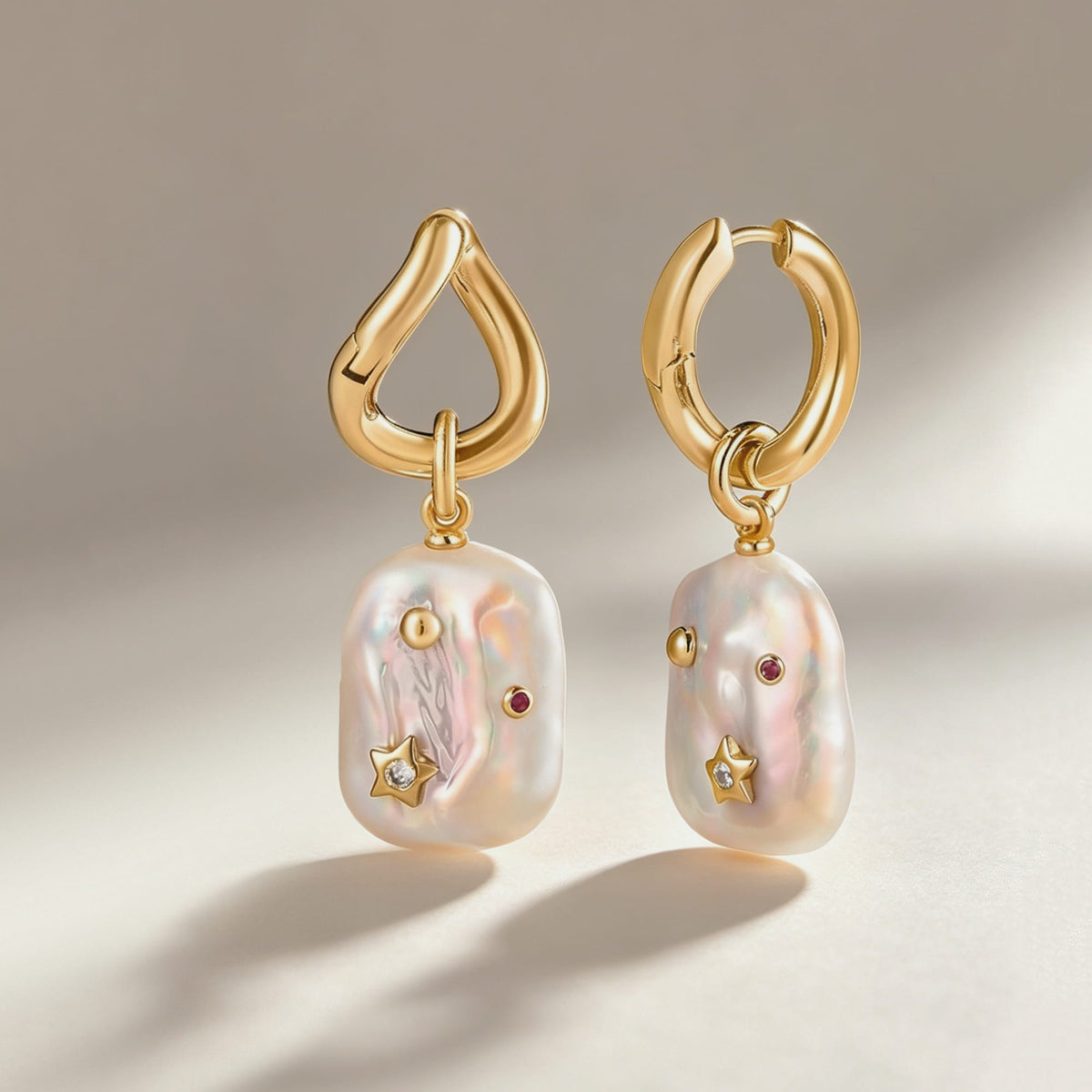 Moon Night Stars Baroque Pearl Earrings AmberLollipop