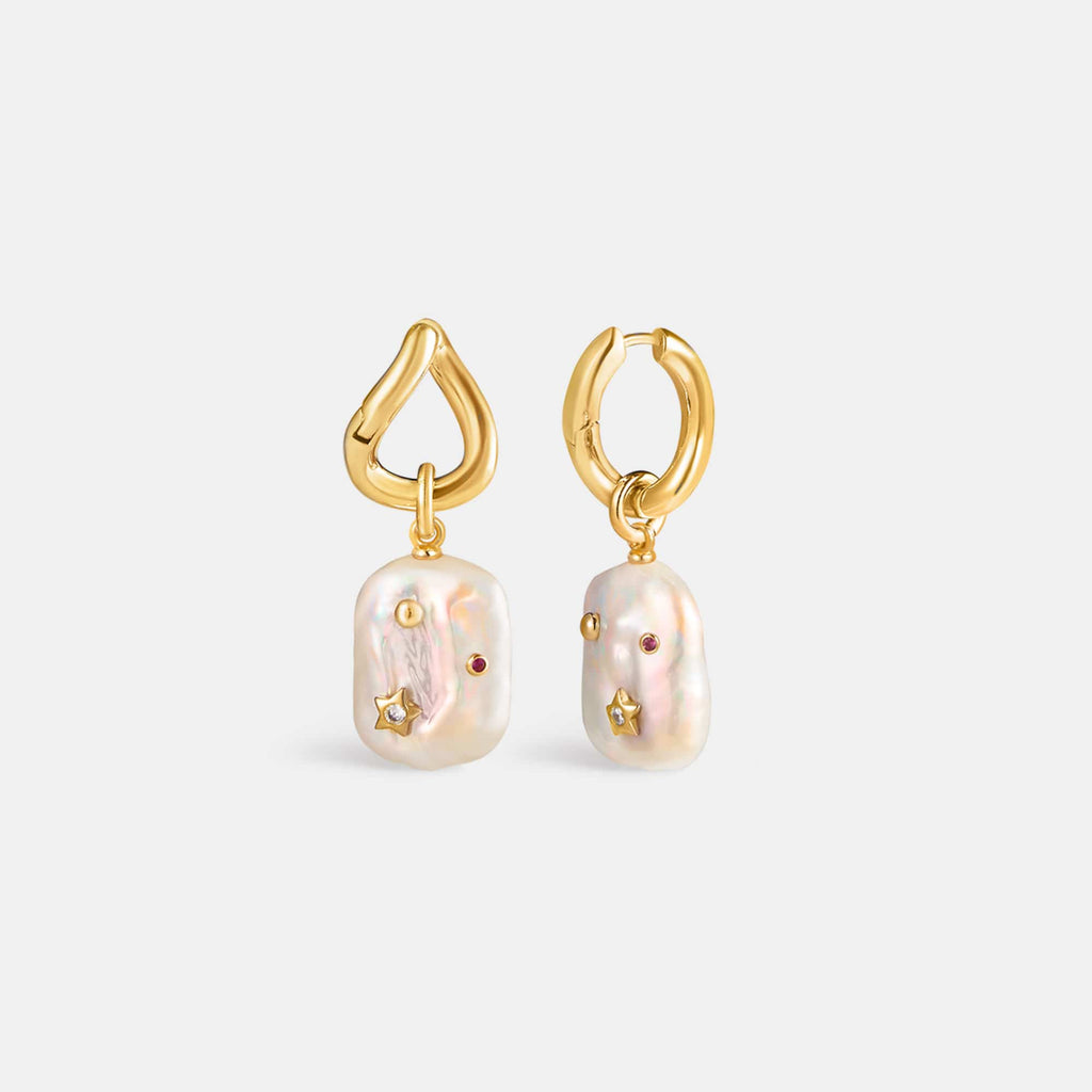 Moon Night Stars Baroque Pearl Earrings AmberLollipop