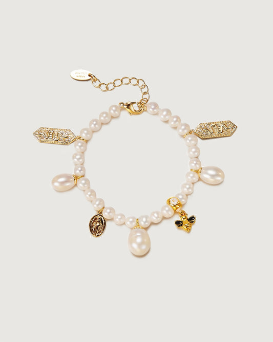 Moonlight Poet Baroque Pearl Bracelet - Amber lollipop