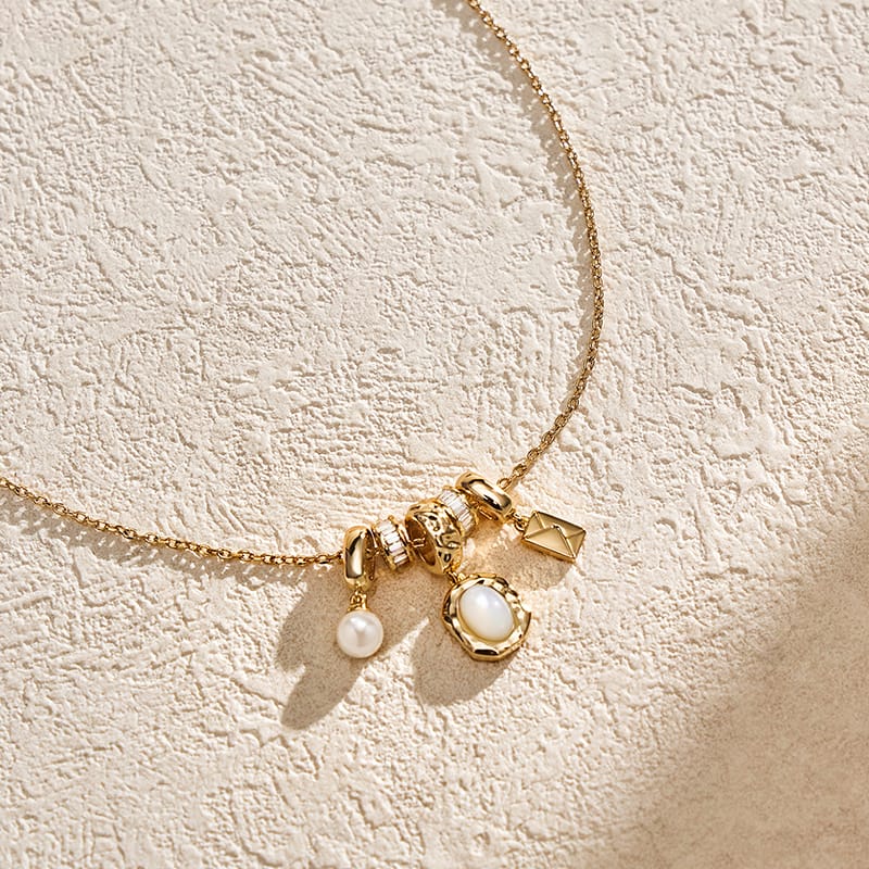 Mother of Pearl Charm Necklace AmberLollipop