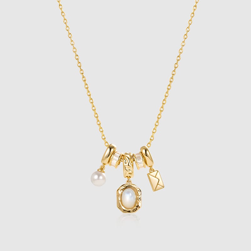Mother of Pearl Charm Necklace AmberLollipop