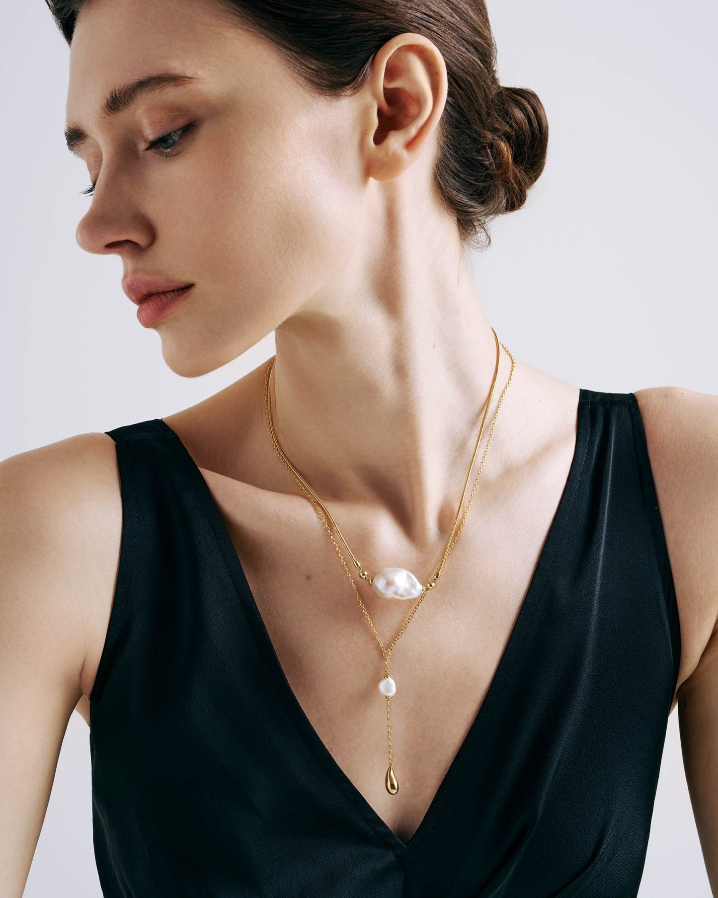 Nectar Baroque Pearl Layer Necklace - Amber lollipop