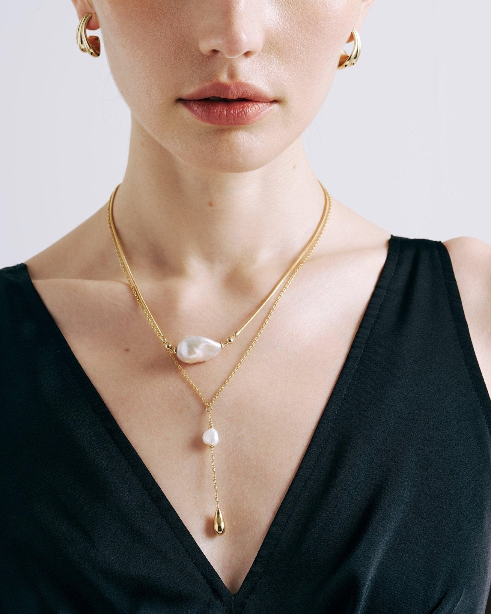 Nectar Baroque Pearl Layer Necklace - Amber lollipop