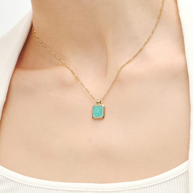 Oil Frame Gemstone Pendant Necklace AmberLollipop