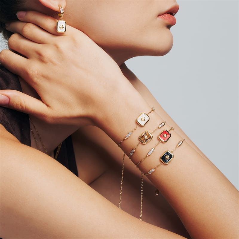 Oil Frame Vintage Gemstone Bracelet AmberLollipop