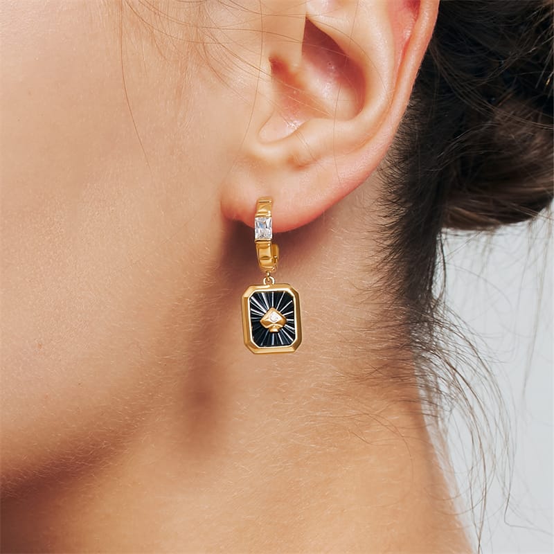 Oil Frame Vintage Gemstone Drop Earrings AmberLollipop