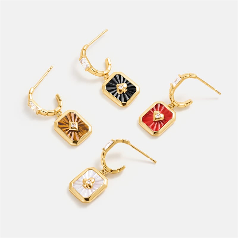 Oil Frame Vintage Gemstone Drop Earrings AmberLollipop