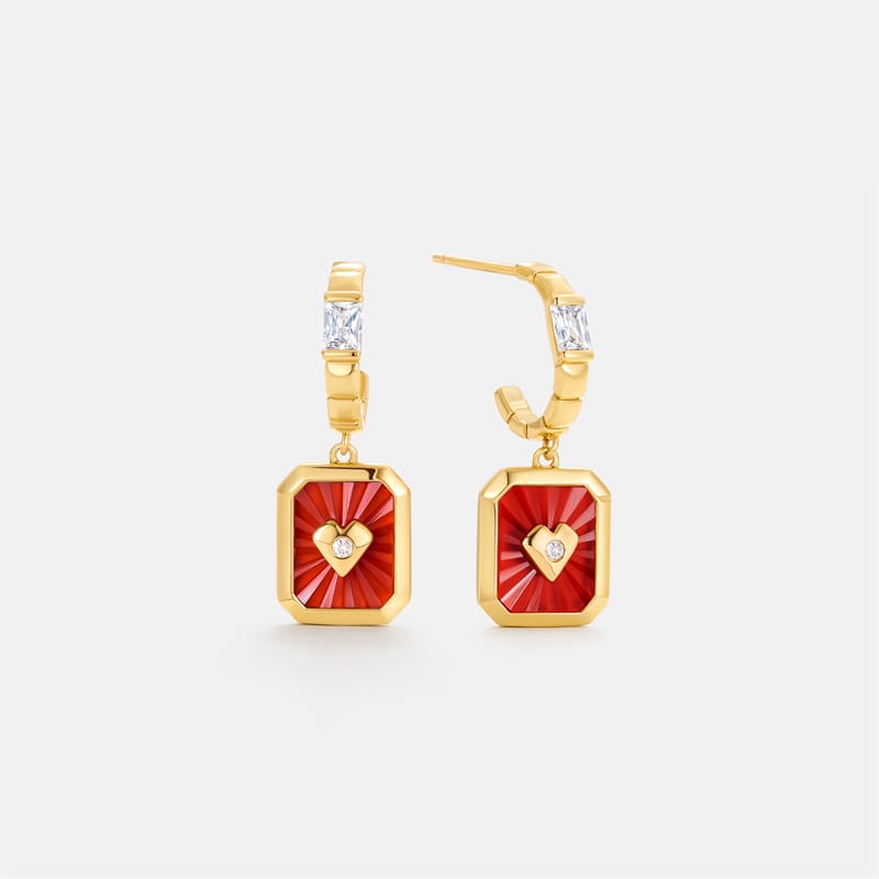 Oil Frame Vintage Gemstone Drop Earrings AmberLollipop