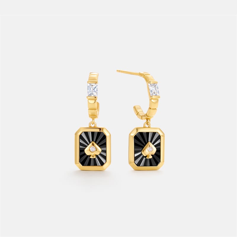 Oil Frame Vintage Gemstone Drop Earrings AmberLollipop