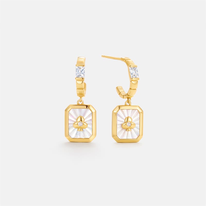 Oil Frame Vintage Gemstone Drop Earrings AmberLollipop