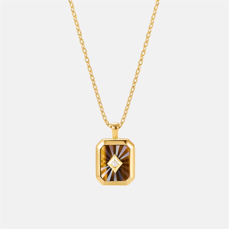 Oil Frame Vintage Gemstone Necklace AmberLollipop