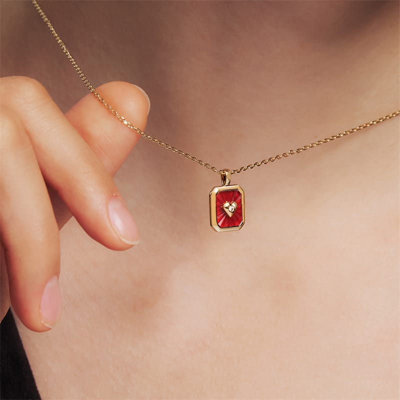Oil Frame Vintage Gemstone Necklace AmberLollipop