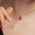 Oil Frame Vintage Gemstone Necklace AmberLollipop