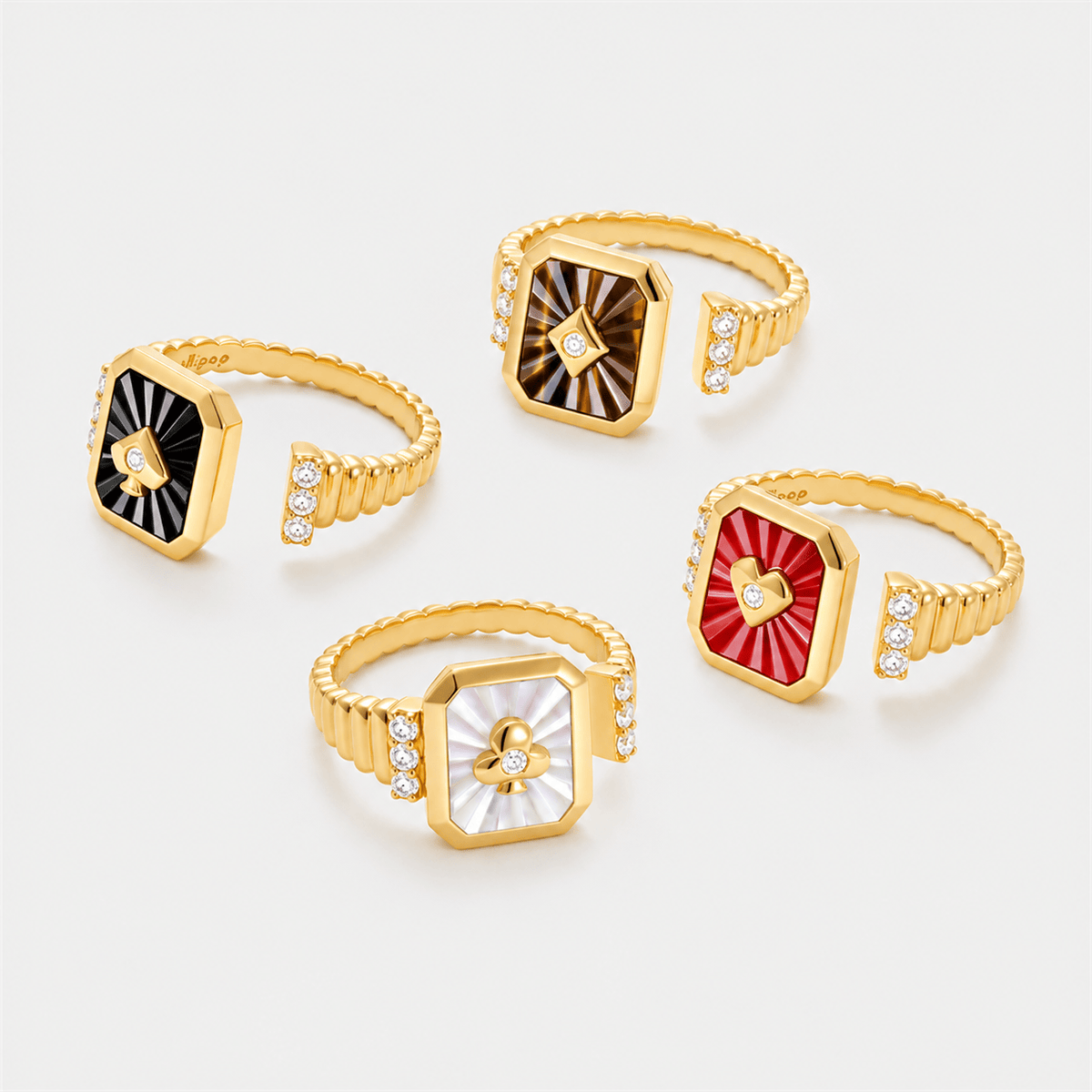 Oil Frame Vintage Gemstone Open Ring AmberLollipop