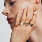 Oil Frame Vintage Gemstone Open Ring AmberLollipop