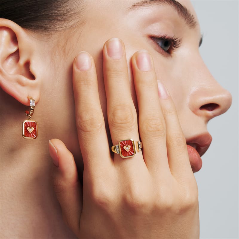 Oil Frame Vintage Gemstone Open Ring AmberLollipop
