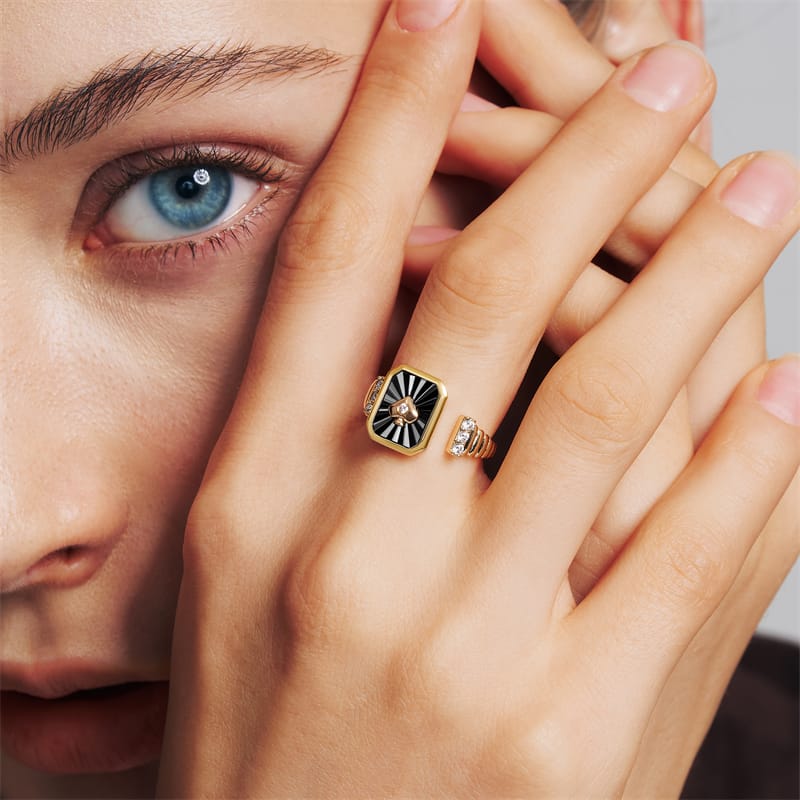 Oil Frame Vintage Gemstone Open Ring AmberLollipop
