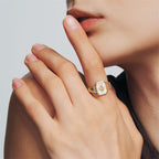 Oil Frame Vintage Gemstone Open Ring AmberLollipop