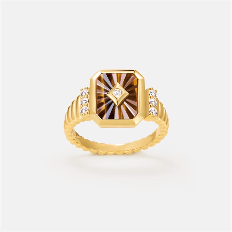Oil Frame Vintage Gemstone Open Ring AmberLollipop