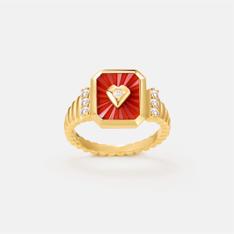 Oil Frame Vintage Gemstone Open Ring AmberLollipop