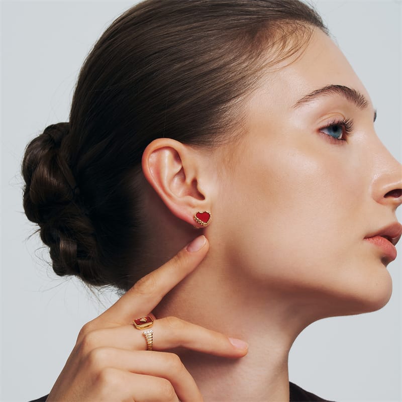 Oil Frame Vintage Gemstone Stud Earrings AmberLollipop