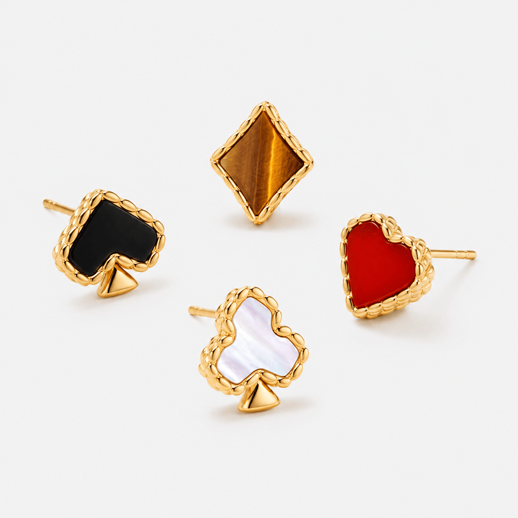 Oil Frame Vintage Gemstone Stud Earrings AmberLollipop