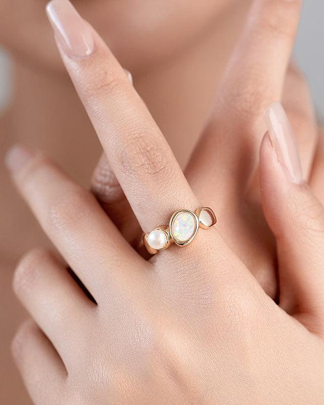 Opal Pearl Ring - Amber lollipop