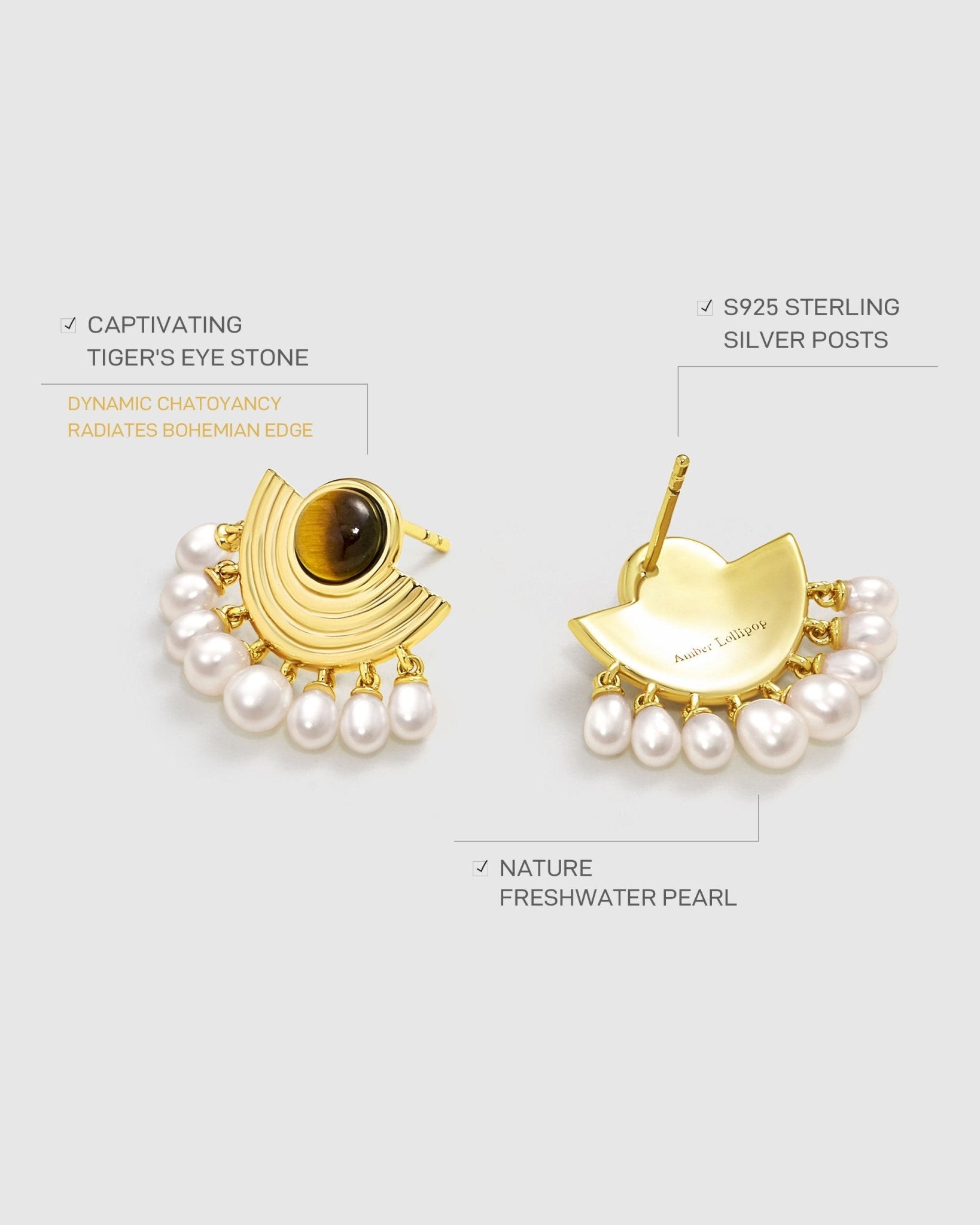 Opera Phantom Tigerite Earring - Amber lollipop