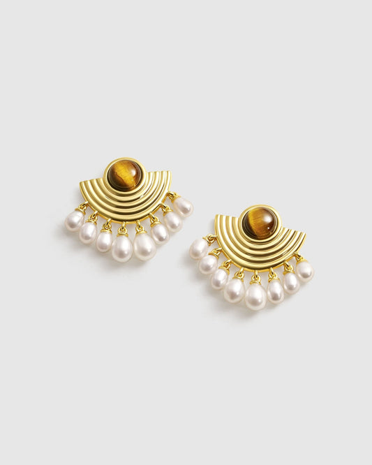 Opera Phantom Tigerite Earring - Amber lollipop