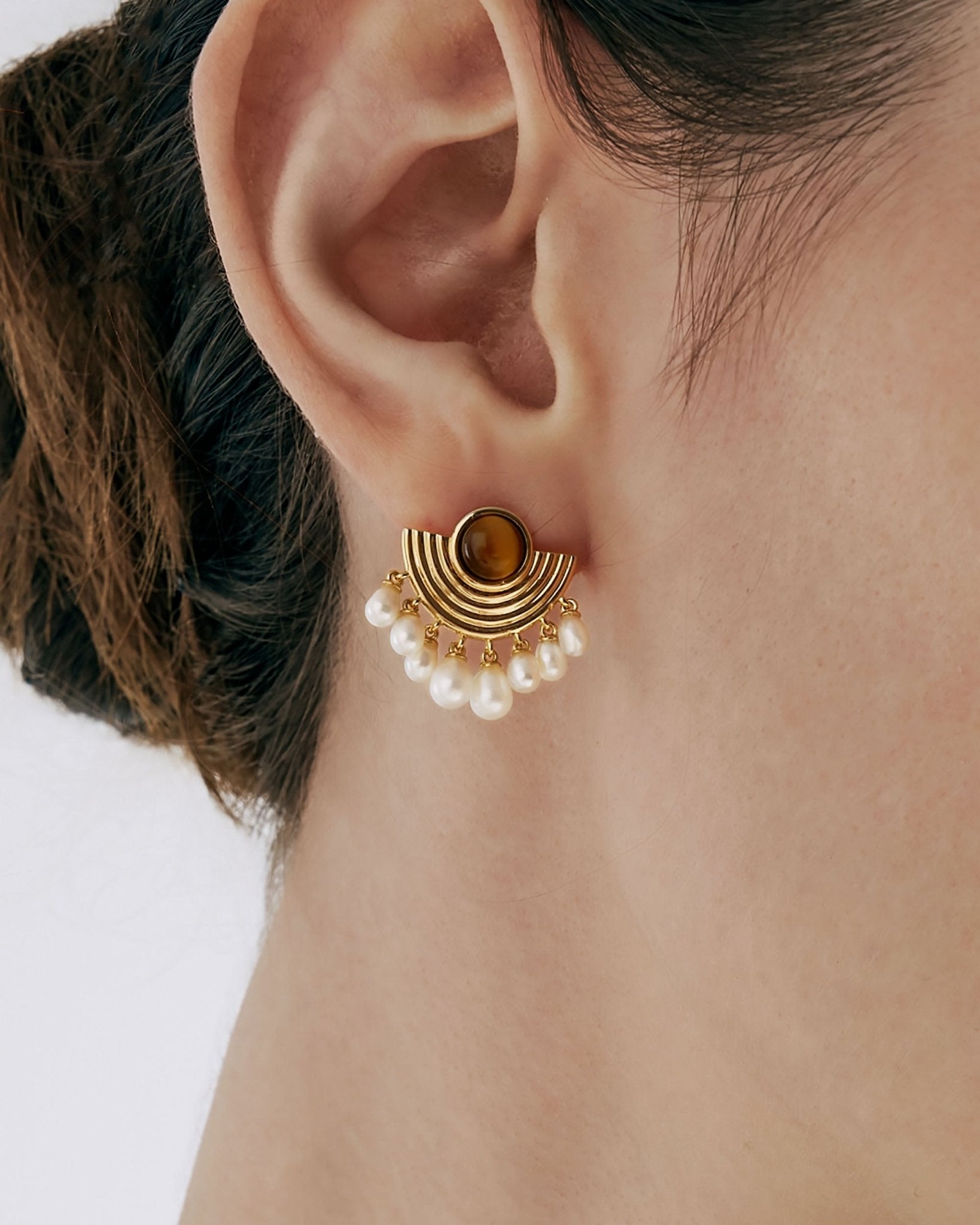 Opera Phantom Tigerite Earring - Amber lollipop