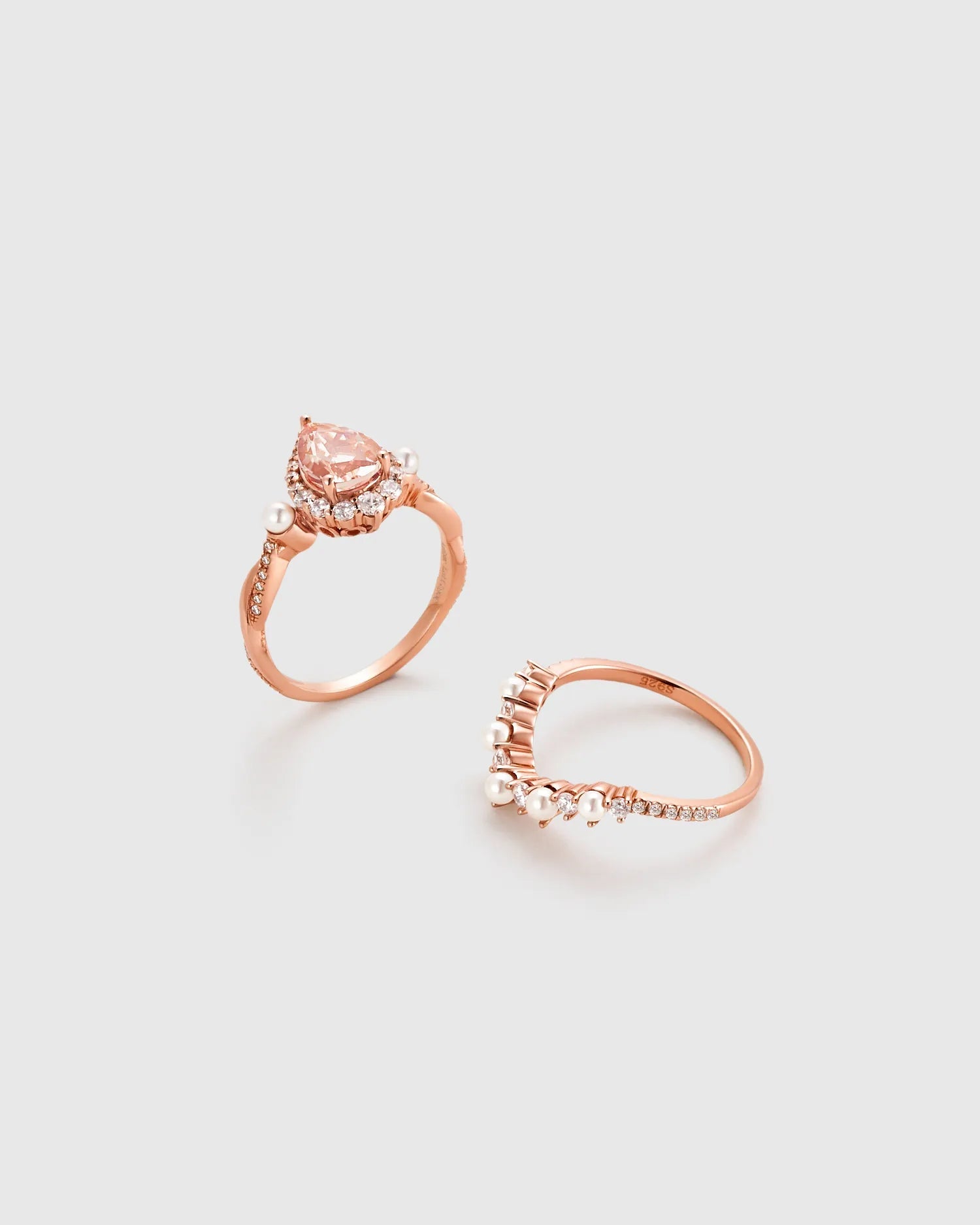 Pear Morganite Ring Set - Amber Lollipop