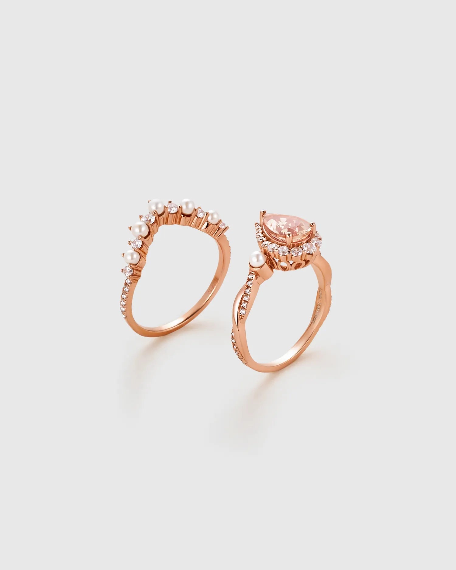 Pear Morganite Ring Set - Amber Lollipop