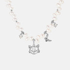 Personalized Cat Butterfly Pearl Necklace AmberLollipop
