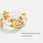 Personalized Cat Pearl Beaded Ring AmberLollipop
